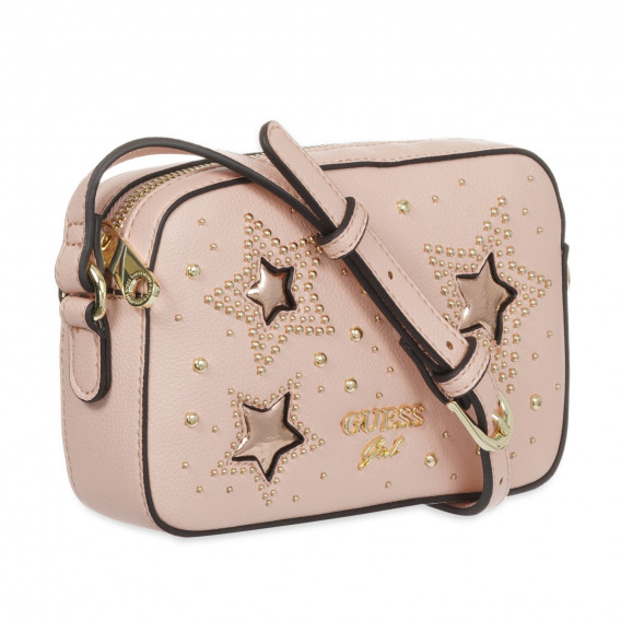 Чанта с апликация на звезди за момиче, розова Guess 329042 3