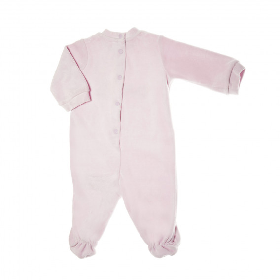 Плюшен гащеризон с дълъг ръкав и апликация зайче за бебе момиче, розов Chicco 32939 2