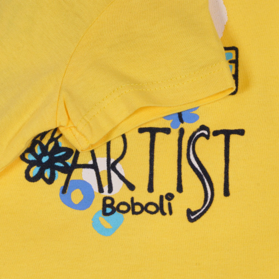 Памучна тениска със свеж принт за момиче жълта Boboli 329657 3