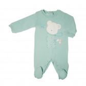 Плюшен гащеризон с весела апликация за бебе, в цвят мента Chicco 32981 