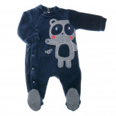 Плюшен гащеризон с предно закопчаване и апликация панда за бебе, тъмносин Chicco 33013 