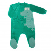 Плюшен гащеризон с предно закопчаване и апликация - крокодил за бебе, зелен Chicco 33017 