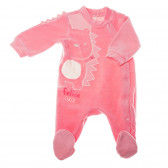 Плюшен гащеризон с предно закопчаване и апликация мече за бебе момиче , розов Chicco 33022 