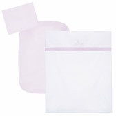 Спален комплект от 3 части в розово и бяло с щампа на зайчета Chicco 330499 