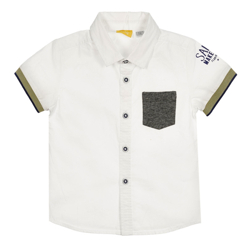 Спортно-елегантна риза с къс ръкав, щампа и джоб  330876