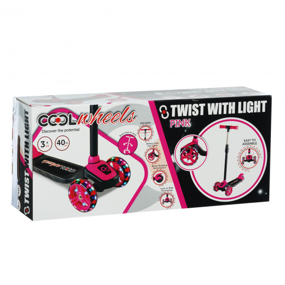 Тротинетка 3+ с 3 колела и LED светлини, розова Furkan toys 331603 8