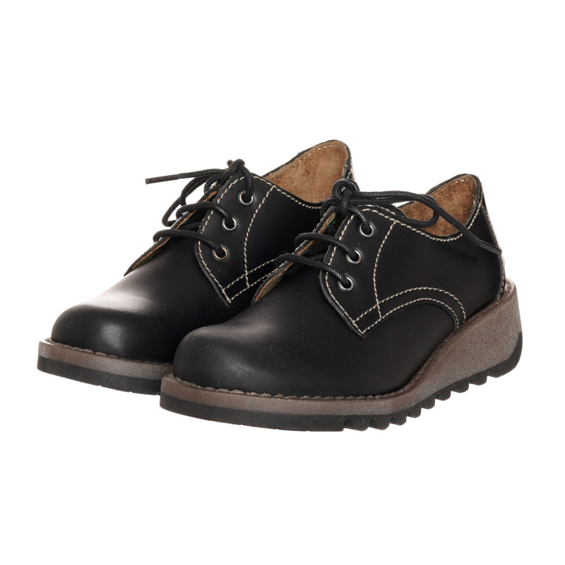 Обувки с връзки от естествена кожа, черни  331861
