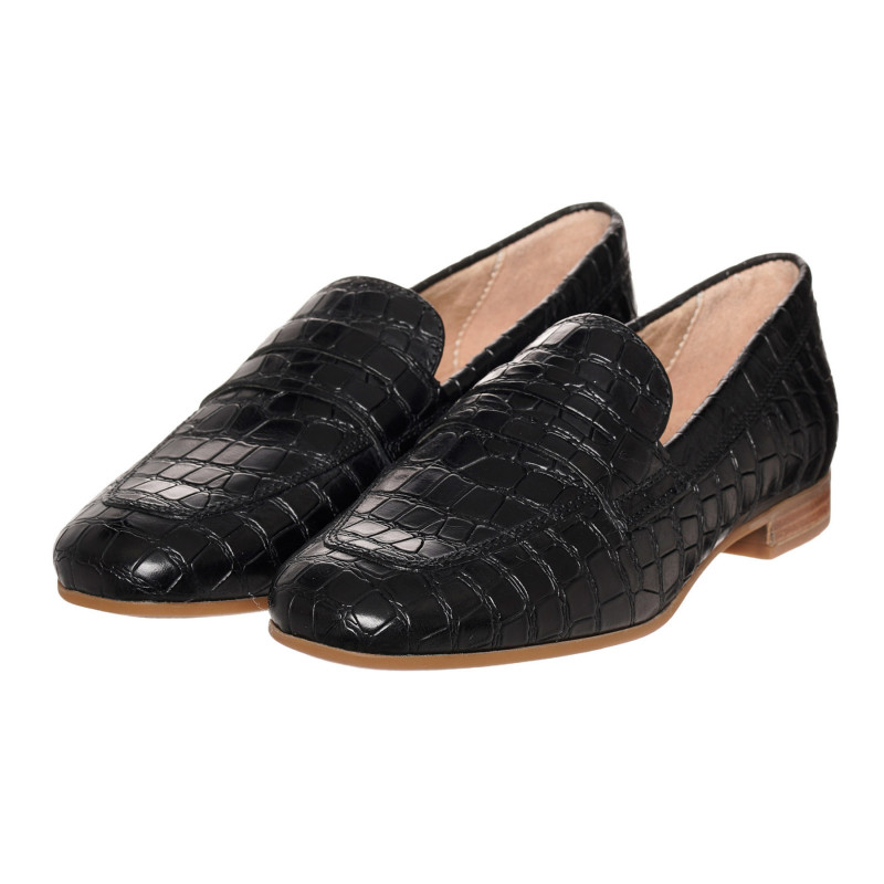 Елегантни обувки от естествена кожа с релеф, черни  331914