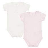 Памучен комплект от два броя бодита с къс ръкав за бебе, бяло и розово Chicco 333417 