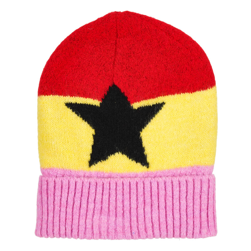 Плетена шапка със звезда, многоцветна  333486
