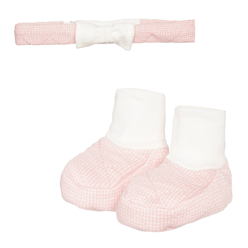 Комплект буйки тип чорап и лента за глава, розов  334260