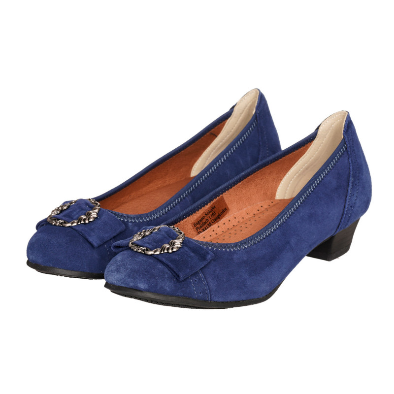 Елегантни обувки с нисък ток и панделка, сини  334295
