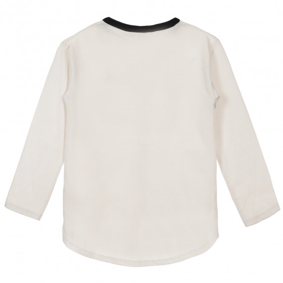 Памучна блуза с дълъг ръкав и надпис, бяла Sisley 334440 4