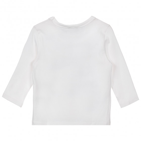 Памучна блуза с графичен принт за бебе, бяла Benetton 334454 2