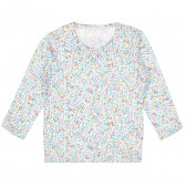 Памучна блуза с флорален принт за бебе, бяла Benetton 334465 