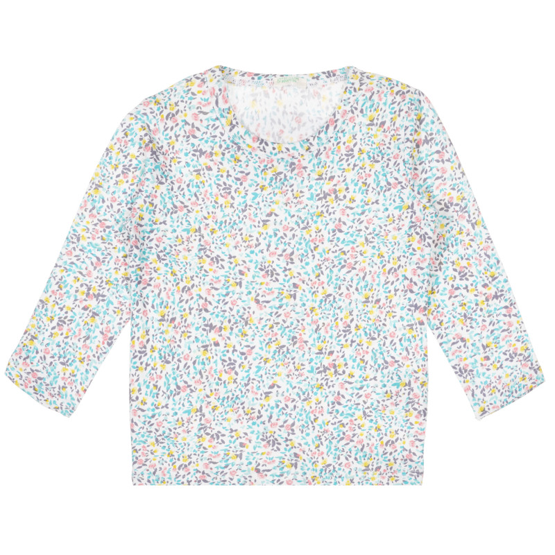 Памучна блуза с флорален принт за бебе, бяла  334465