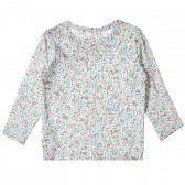 Памучна блуза с флорален принт за бебе, бяла Benetton 334468 4
