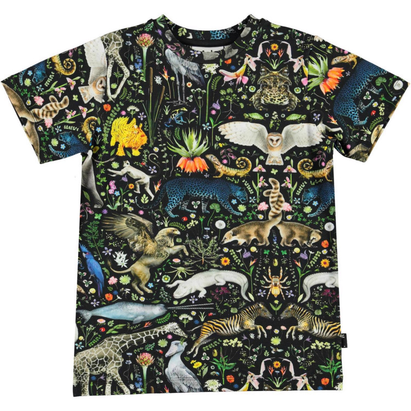 Блуза с къс ръкав с митични животни, многоцветна  334521