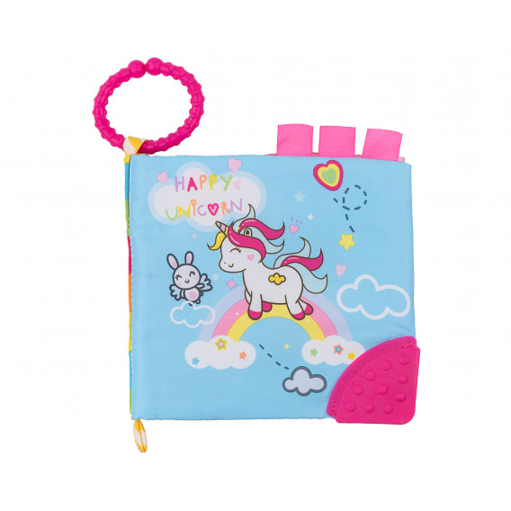 Мека текстилна книжка с чесалка Happy Unicorn Kikkaboo 334557 