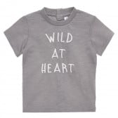 Памучна тениска Wild at heart за бебе, сива Idexe 334605 