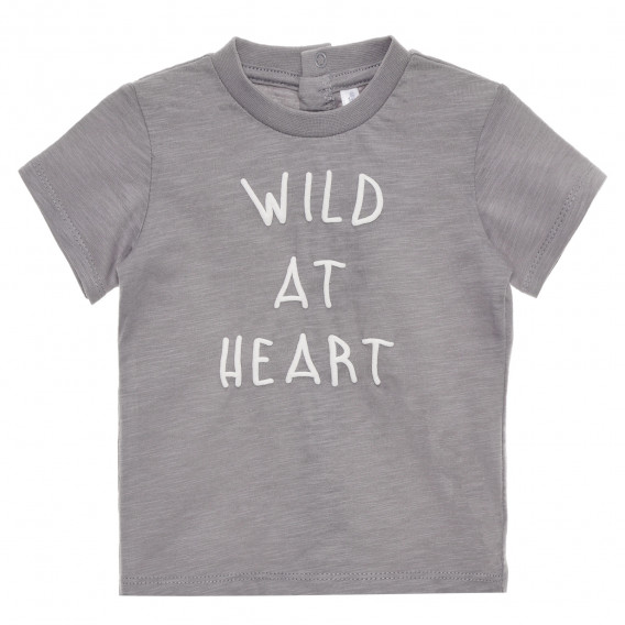 Памучна тениска Wild at heart за бебе, сива Idexe 334605 