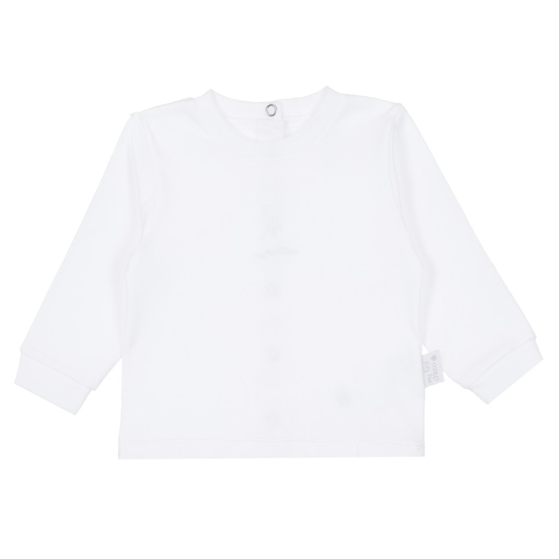 Памучна блуза с дълъг ръкав за бебе, бяла  335239