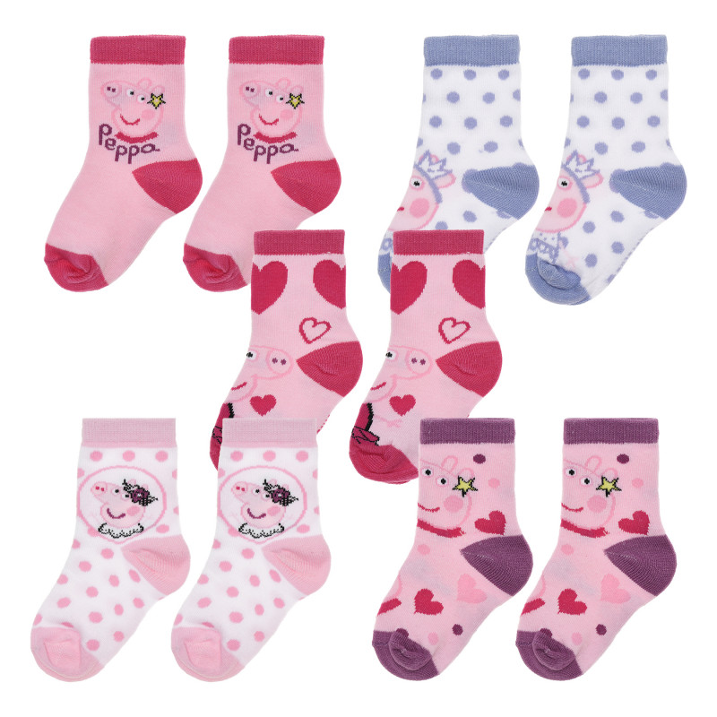Комплект от пет броя чорапи Peppa Pig, многоцветни  335283