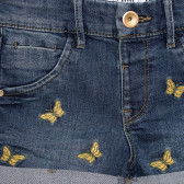 Къси дънкови панталони с апликация на пеперуди, сини Name it 335779 3