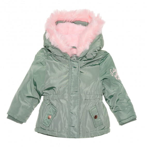 Зимна парка за бебе с розова мъхеста подплата, зелено Cool club 335925 