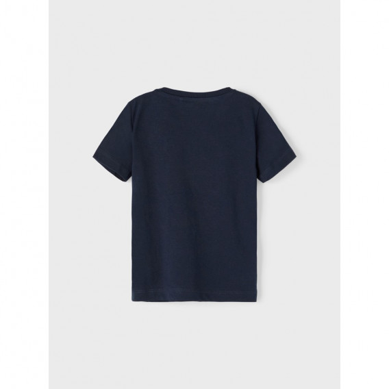 Памучна тениска с щампа T-REX за бебе, синя Name it 335983 2