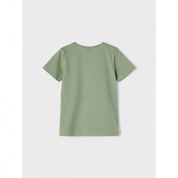 Памучна тениска с щампа Smile crocodile за бебе, зелена Name it 335986 2