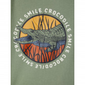Памучна тениска с щампа Smile crocodile за бебе, зелена Name it 335987 3