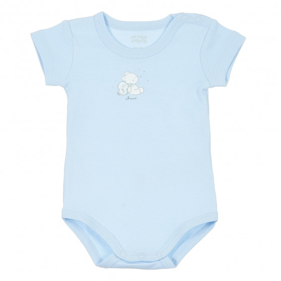 Памучен комплект от два броя бодита с къс ръкав за бебе, бяло и синьо Chicco 336194 2