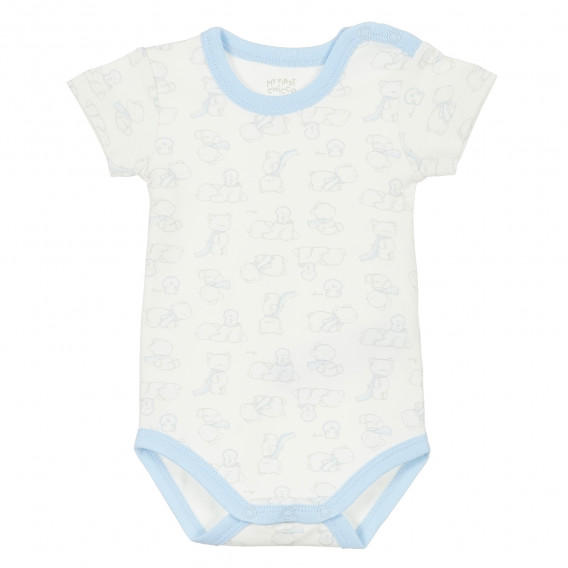 Памучен комплект от два броя бодита с къс ръкав за бебе, бяло и синьо Chicco 336198 6