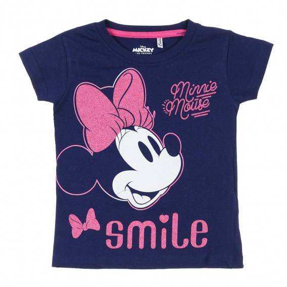 Памучен комплект тениска и къси панталони Minnie Mouse, син Minnie Mouse 336231 2
