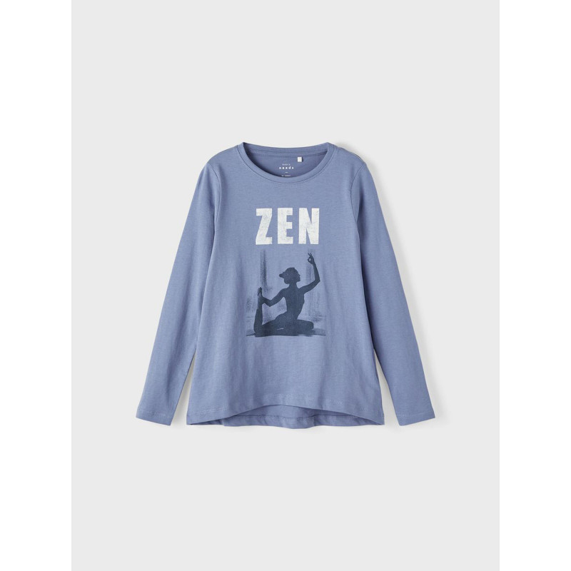Памучна блуза с дълъг ръкав ZEN, СИНЯ  336324