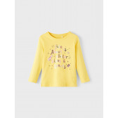 Памучна блуза с дълъг ръкав Dinos &amp; Donuts за бебе, жълта Name it 336327 