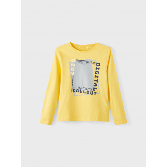 Памучна блуза с дълъг ръкав Digital, жълта Name it 336369 