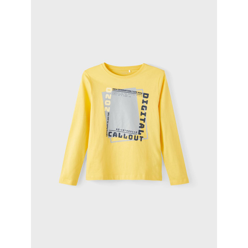 Памучна блуза с дълъг ръкав Digital, жълта  336369