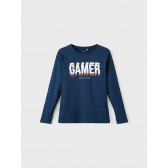 Памучна блуза с дълъг ръкав Gamer, синя Name it 336375 