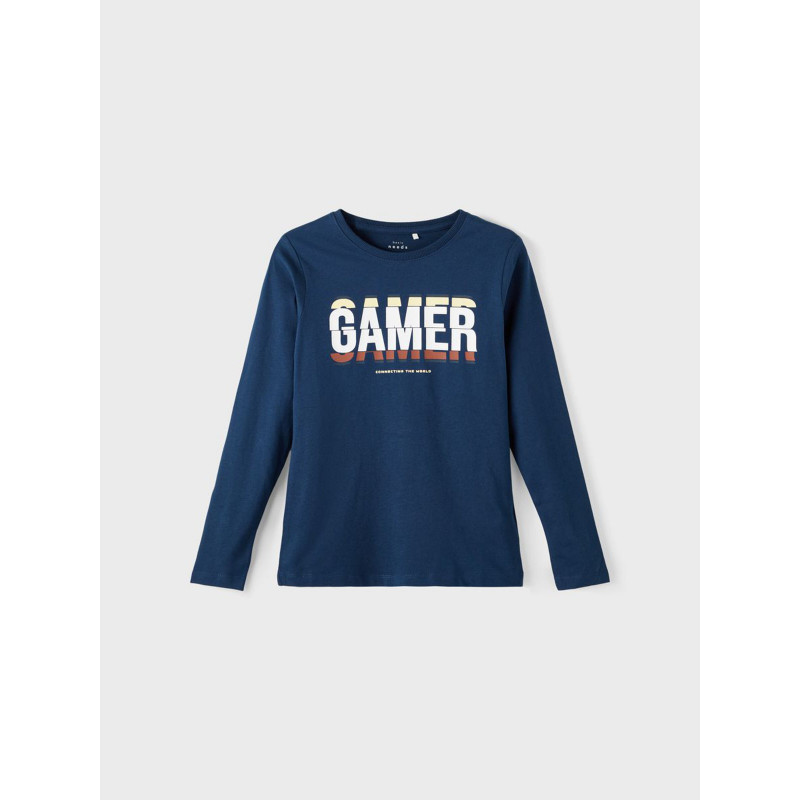 Памучна блуза с дълъг ръкав Gamer, синя  336375