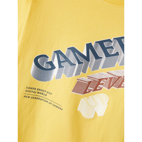 Памучна блуза с дълъг ръкав Gamer level, жълта Name it 336377 3