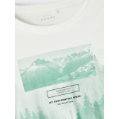 Памучна блуза с дълъг ръкав Mountains, бяла Name it 336395 3