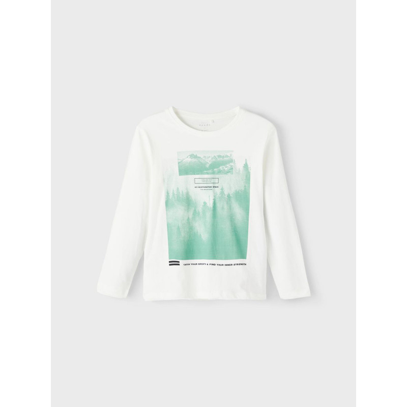 Памучна блуза с дълъг ръкав Mountains, бяла  336396