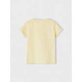 Памучна тениска Happiness за бебе, жълта Name it 336439 2