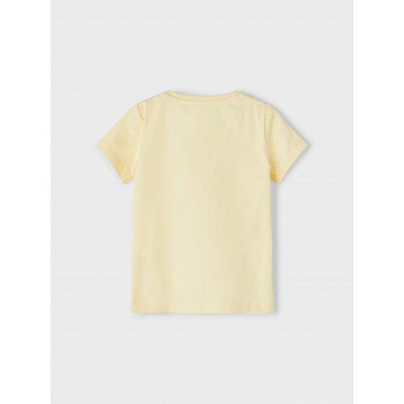 Памучна тениска Happiness за бебе, жълта Name it 336439 2