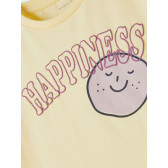 Памучна тениска Happiness за бебе, жълта Name it 336440 3