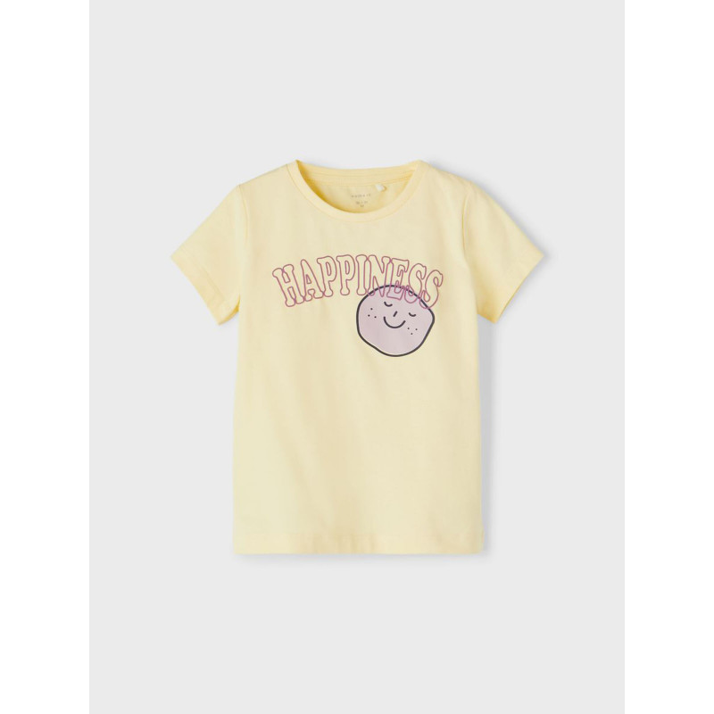 Памучна тениска Happiness за бебе, жълта  336441