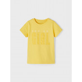 Тениска от органичен памук You go girl, жълта Name it 336463 