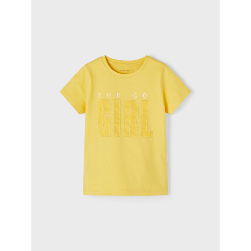 Тениска от органичен памук You go girl, жълта  336463